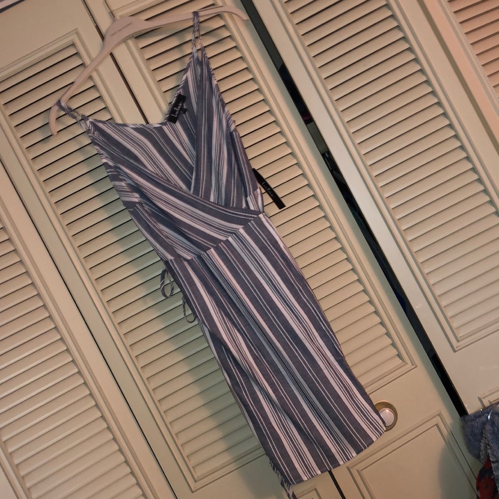 Lulus blue and white stripe wrap dress NWT